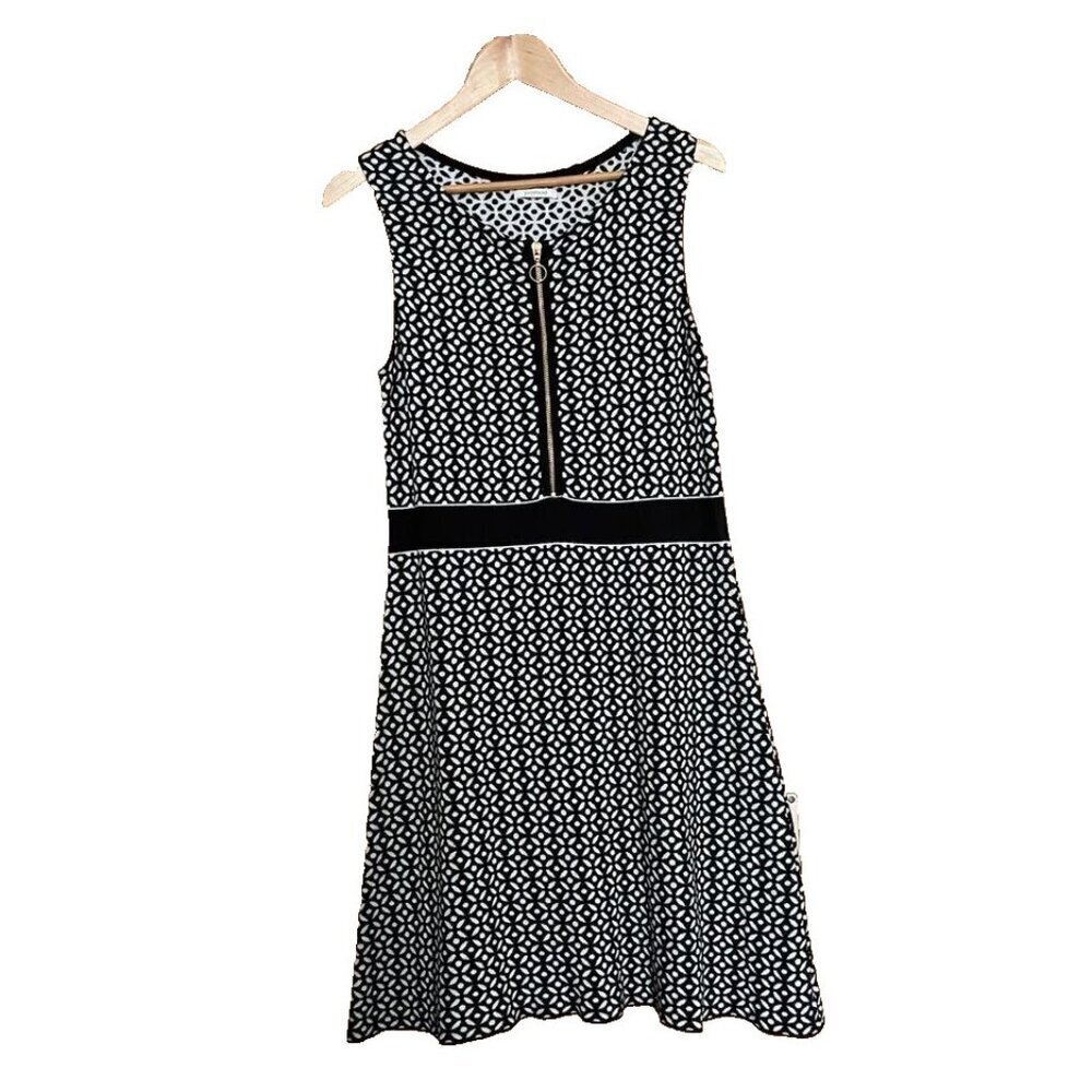 Promod Women's Sleeveless White and Black Cotton Dress Size M